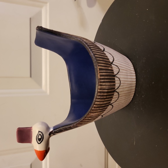 Bitossi Bird Bowl Authentic Mid-century Modern Rare Form Signed Repaired